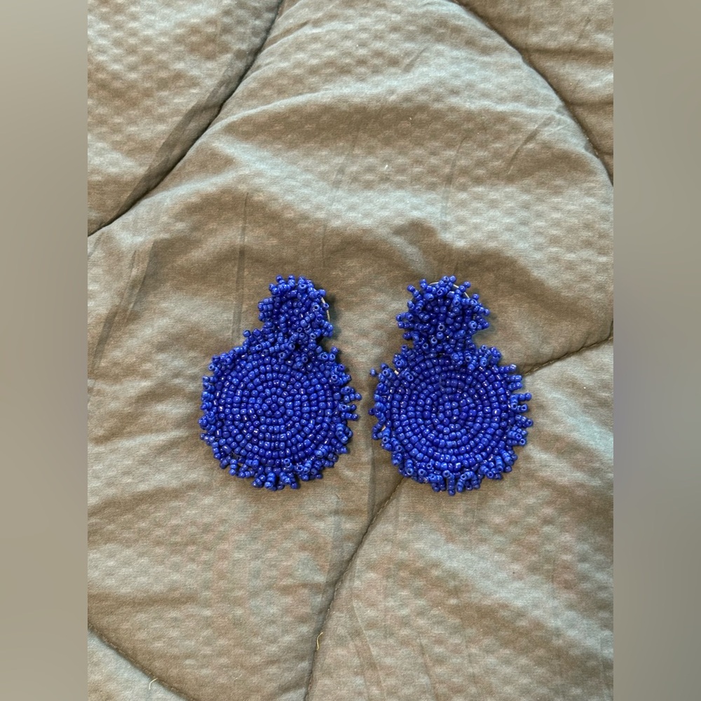 Blue Beaded Earrings - used - decent conditions